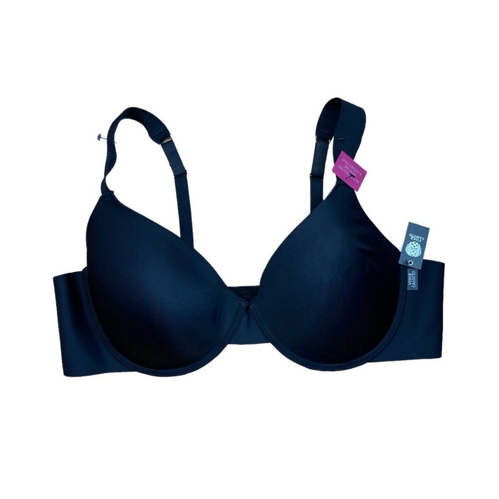 *New Vince Camuto T-Shirt Bra Womens Size 42D Black Underwire Lightly Padded